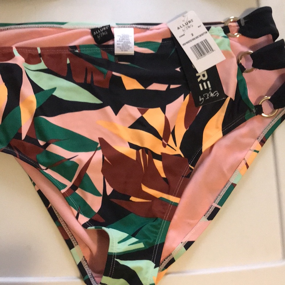 XLarge - New (12-14) Allure By Img Floral High Waist Bikini Bottom